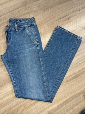 Ag Adriano Goldschmied Women's Medium Blue Straight-Leg Jeans
